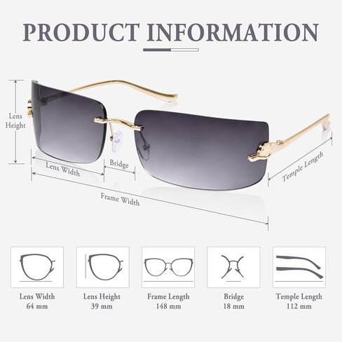 OPTOFENDY Y2K Sunglasses for Women, Rimless Retro Metal Sun Glasses UV400 Protection, OP2513 in Saudi Arabia