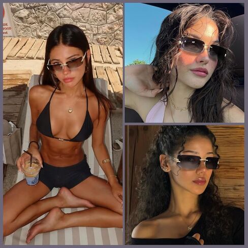OPTOFENDY Y2K Sunglasses for Women, Rimless Retro Metal Sun Glasses UV400 Protection, OP2513 in Saudi Arabia