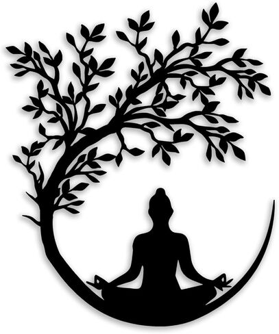 OPTYBVFD Tree of Life and Buddha Metal Wall Decor - Zen Room Decor Wall Art Home Decor for Living Room, Bedroom, Office, Yoga, Meditation (Black) in Saudi Arabia