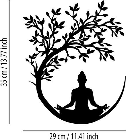 OPTYBVFD Tree of Life and Buddha Metal Wall Decor - Zen Room Decor Wall Art Home Decor for Living Room, Bedroom, Office, Yoga, Meditation (Black) in Saudi Arabia