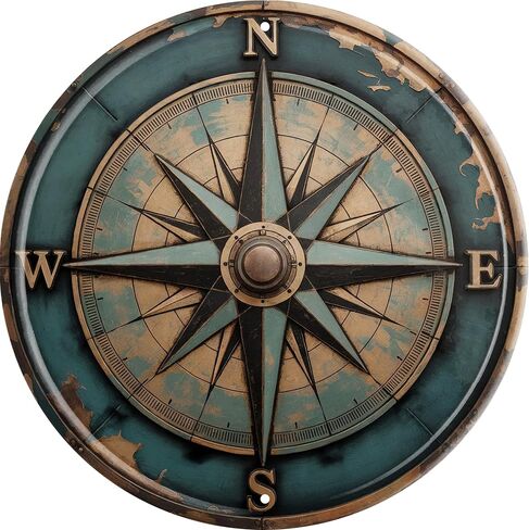 Boho Nautical Compass Funny Rustic Wall Metal Tin Signs Decor 8x8 in in Saudi Arabia