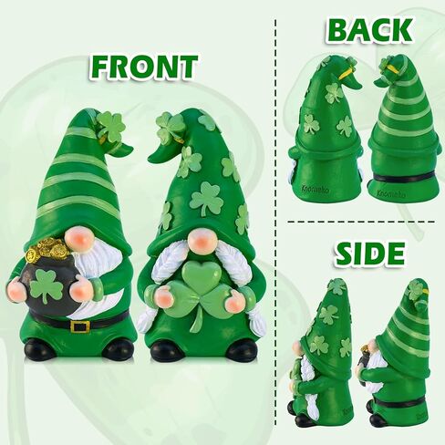 St Patricks Day Decorations Gnomes, 2 Pack Handcrafted Irish Gnomes Lucky Leprechaun Figurines, Shamrock Decor for Table Tiered Tray Shelf in Saudi Arabia