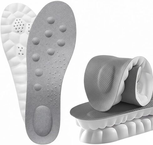 Memory Foam Insoles for Men & Women, 4D Cloud Cushion Shoe Inserts with Arch Support, Shock Absorbing Anti-Fatigue Comfort, for Plantar Fasciitis (Gray, Men 6.5-7 | Women 8.5-9-(255-260mm)) in Saudi Arabia