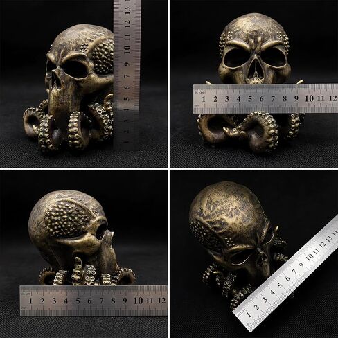 تمثال Wizerlis Cthulhu، تمثال أخطبوط رأس جمجمة Cthulu، تمثال أخطبوط ديكور Kraken، 6 بوصات H جمجمة مخلوق خيالي، زينة سطح المكتب لعيد الهالوين، ديكور Steampunk Diablo. in Kuwait