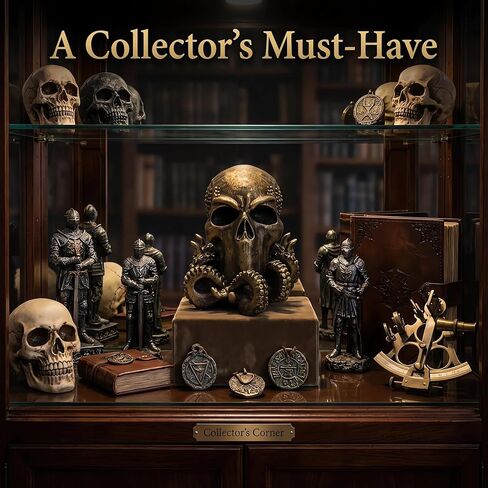 تمثال Wizerlis Cthulhu، تمثال أخطبوط رأس جمجمة Cthulu، تمثال أخطبوط ديكور Kraken، 6 بوصات H جمجمة مخلوق خيالي، زينة سطح المكتب لعيد الهالوين، ديكور Steampunk Diablo. in Kuwait