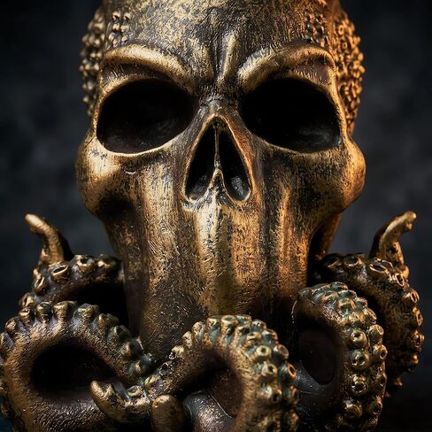 تمثال Wizerlis Cthulhu، تمثال أخطبوط رأس جمجمة Cthulu، تمثال أخطبوط ديكور Kraken، 6 بوصات H جمجمة مخلوق خيالي، زينة سطح المكتب لعيد الهالوين، ديكور Steampunk Diablo. in Kuwait