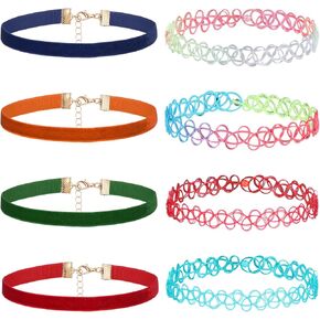 8Pcs Black Choker Necklace Lace Velvet Chocker Set Layered Classic Choker Necklace Velvet Collar for Women Adjustable Gothic Punk Classic in Kuwait