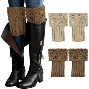 Junely 2 Pairs Boot Socks for Women Winter Warm Cable Knit Boot Cuffs Short Leg Warmers Boot Toppers Gifts in Kuwait