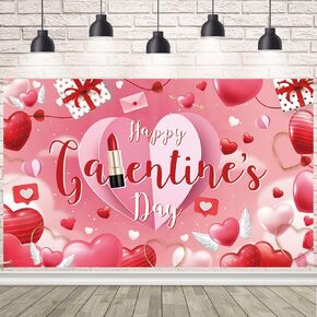 Galentines Day Backdrop Happy Galentine's Day Banner Pink Red Love Heart Banner Galentines Day Decorations for Party 70.8 x 43.3 inch in Kuwait