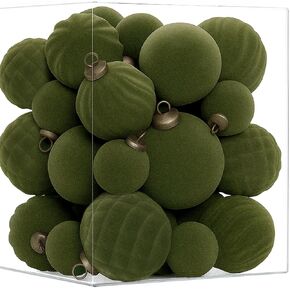 مجموعة XmasExp 36 قطعة من زخارف عيد الميلاد المخملية، كرات مختلطة متدفقة، زينة شجرة عيد الميلاد مقاومة للكسر لقضاء العطلات، والحفلات، والمنزل (مختلط) in Kuwait