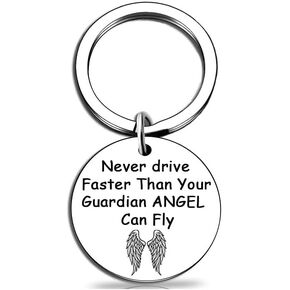 Sjcmbxxs Drive Keychains, Sweet 16 Gifts for Girls, 16th Birthday Gifts for Girls, Inspirational Key Ring, Never Drive Faster Than Your Angel Can Fly in Kuwait