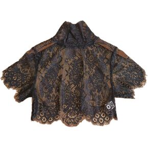 Women's Lace Turtleneck Detachable Fake Collar Half Shirt Blouse Lace Flower Pullover Simple Shirt in Saudi Arabia