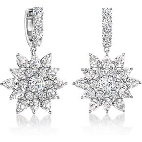 Ross-Simons Rhodium-Plated Floral Hoop Drop Earrings With 8.30 ct. t.w. Czs in Saudi Arabia
