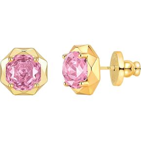 14K Gold Plated Stud Earrings for Women, Big Simulated Diamond Earrings in Sterling Silver Posts, Premium Cubic Zirconia in Pink, White, and Red, Hypoallergenic Vintage Style Luxury Valentines Gift, Wedding Jewelry in Saudi Arabia