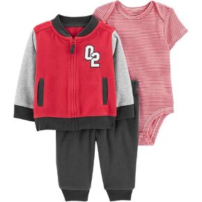 Carter's Baby Boys' 3 Piece Plaid Patch Little Vest Set (Yellow/White/Grey Hooded, 18 Months) in Kuwait