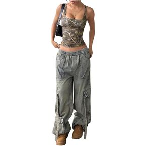 BEAUDRM Women's Y2k Camo Print Tank Top Square Neck Sleeveless Slim Fitted Crop Tops in Saudi Arabia