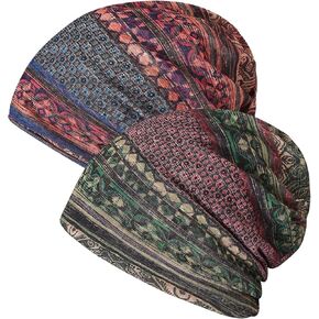 Jnxuoq 2 قطعة قبعة الجمجمة مترهل مجموعة Skullies Beanies للنساء الرجال الدافئة متماسكة الكيماوي أغطية الرأس قبعات السرطان خفيفة الوزن in Kuwait