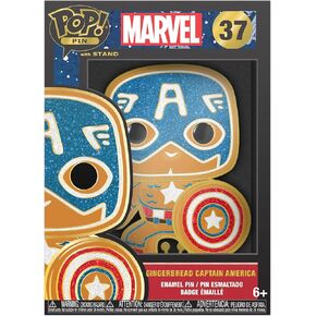 Loungefly PIN POP! دبوس كبير من المينا Marvel: Gingerbread - كابتن أمريكا - كابتن أمريكا دبوس كبير من المينا - دبابيس من المينا من Marvel Comics - بروش مبتكر لطيف قابل للتجميع in Saudi Arabia