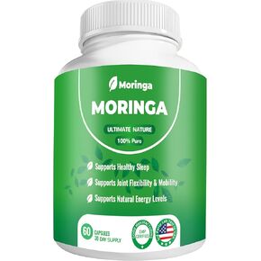 Moringa Capsules – 800mg Pure Moringa Powder Supplement – 60 Capsules for Natural Energy, Immune System, Skin & Gut Health Support, Green Antioxidant Superfood, Essential Vitamins & Amino Acids in Saudi Arabia