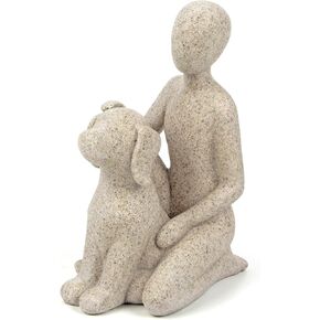 Lixintray لطيف الرجل والكلب النحت التذكاري تمثال الكلب الديكور لغرفة المعيشة، الحمام، المكتب، رف الكتب، الحيوانات الأليفة تحت عنوان ديكور المنزل هدايا الذاكرة لمحبي الحيوانات الأليفة (الحجر الرملي) in Kuwait