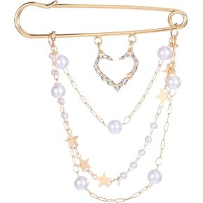 Number 5 Lapel Brooches and Pins, Designer Brooches for Women Vintage Gold Pins and Brooch Imitating Pearl Rhinestone Brooch Pin Fashion Lapel Pin for Wedding Banquet Jewelry Gift in Saudi Arabia