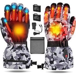 Acroutro Heated Gloves for Men&Women, 5-Temp Settings Camouflage Rechargeable with 7.4V 3200mAh Rechargeable Battery, Waterproof Touchscreen Winter Gloves for Skiing,Motorcycle, Work, Hunting in Saudi Arabia