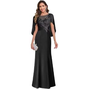 YEVOWENNE Lace Applique Mother of The Bride Dresses for Wedding with Cape Chiffon Long Mermaid Formal Evening Gowns in Saudi Arabia