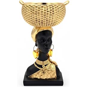 African Statues for Home Decor - Sculptures Decorations for Living Room,9 " African Lady Art Bust Figurines With Storage Tray,Aesthetic Ornament for Shelf and Tables, Décor Accents Gifts for Women in Saudi Arabia
