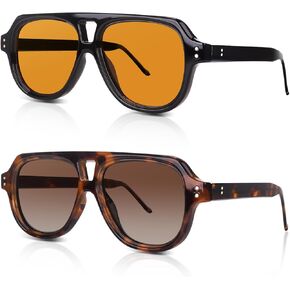 نظارات شمسية DrRelax Retro Square Aviator للنساء من السبعينيات بإطار علوي مسطح وجريء نظارات شمسية مستقطبة in Saudi Arabia