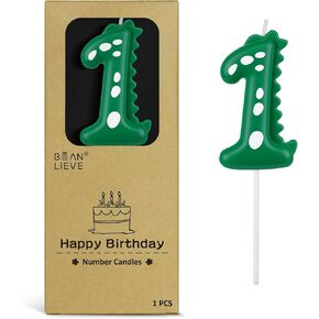 شموع عيد الميلاد رقم 2 على شكل ديناصور أخضر من BEAN LIEVE - شمعة كعكة على شكل ديناصور لحفلات أعياد ميلاد الأطفال، وحفلات استقبال المولود الجديد، وديكورات الاحتفال - تصميم رائع، أخضر نابض بالحياة in Kuwait