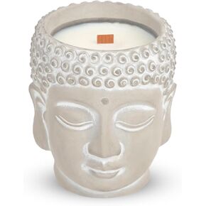 شمعة بوذا للتأمل من فنغ شوي 8oz - شمع الصويا الخشبي مع صوت طقطقة، رائحة العود الدخاني للطاقة الإيجابية، هدية سبا لديكور المنزل واليوجا (حرق لمدة 49 ساعة) in Kuwait