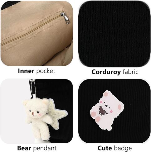 حقيبة HuiLeo اللطيفة للنساء المراهقات، محفظة كتف Kawaii Corduroy Star Crossbody in Kuwait