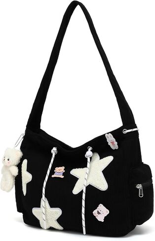 حقيبة HuiLeo اللطيفة للنساء المراهقات، محفظة كتف Kawaii Corduroy Star Crossbody in Kuwait