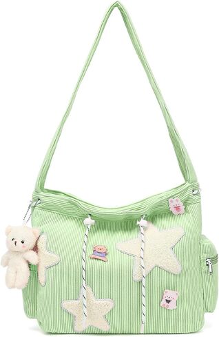حقيبة HuiLeo اللطيفة للنساء المراهقات، محفظة كتف Kawaii Corduroy Star Crossbody in Kuwait