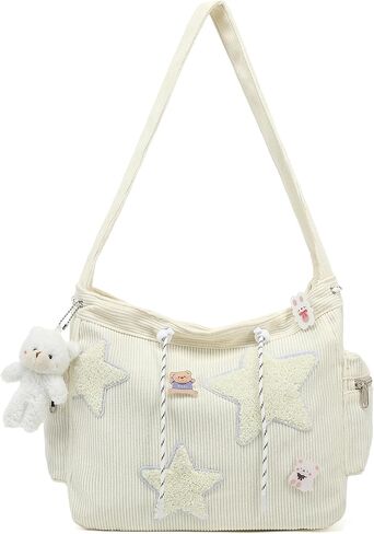 حقيبة HuiLeo اللطيفة للنساء المراهقات، محفظة كتف Kawaii Corduroy Star Crossbody in Kuwait