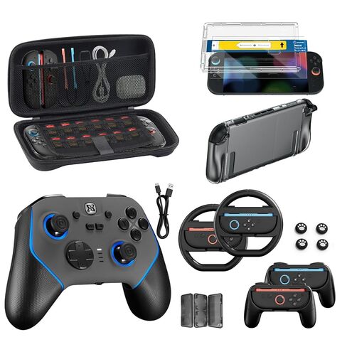 Switch 2 Accessories Bundle for Nintendo, 16 in 1 Game Kit: Carrying Case, Two Screen Protector with Alignment Frame, Steering Wheel for Mario Kart, Grip for joycon Controller Console Protective Cover in Kuwait