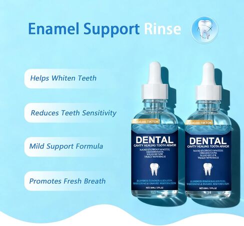 Cavity Healing Tooth Armor Liquid- Transparent Enamel Strengthening Formula with Hydroxyapatite, Supports Cavity Defense & Gum Health, Daily Oral Care Solution (2) in Saudi Arabia