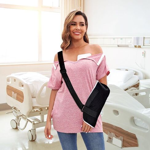 Post Shoulder Surgery Shirts for Women Tear Away V Neck Dual Access Snap Chemo Port Shirts Short Sleeve Adaptive Clothing in Saudi Arabia