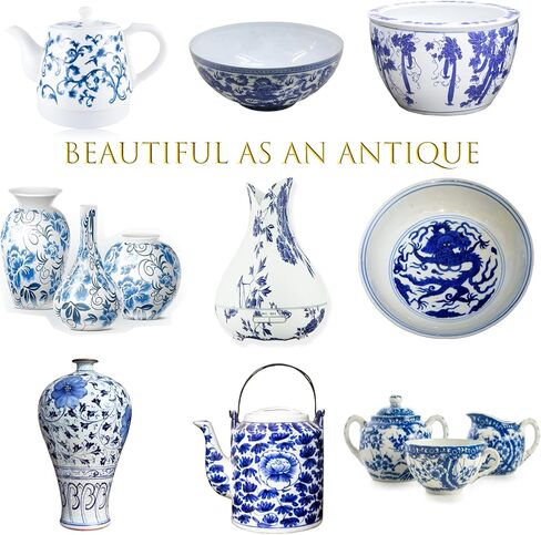 Oriental Blue-and-White Floral Pattern Grain Aroma Diffuser (400 ml) Ultrasonic Cool Mist Humidifier, U-MATE, Essential Oils Aromatherapy, 7 Colors LED Light, for Office Home Study Yoga Spa in Saudi Arabia