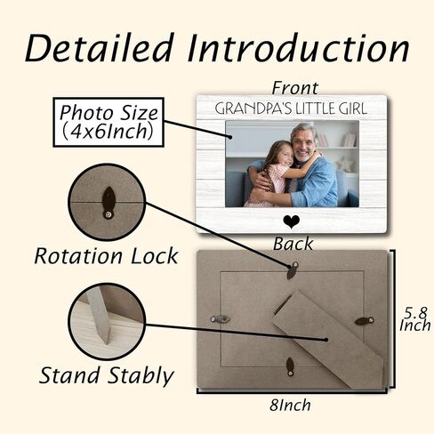 DUXMNAMG Grandpa 4x6 Picture Frame, Grandpa Photo Frame, Granddaughter Picture Frame, Gifts for Grandpa from Granddaughter Grandkids, Grandpa’s Little Girl Picture Photo Frames for Desk Shelf Decor in Kuwait