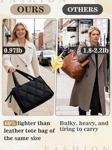 Apipi Lightweight Work Tote with Multiple Compartments - 12" x 16" Puffer Tote Bag for Women, Gifts for Teachers/Nurse in Saudi Arabia