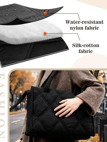 Apipi Lightweight Work Tote with Multiple Compartments - 12" x 16" Puffer Tote Bag for Women, Gifts for Teachers/Nurse in Saudi Arabia