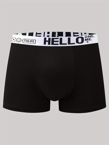 5PCS Hello Printed Men's Boxer Briefs, Soft And Comfortable, With High Elasticity And Breathable Design in Saudi Arabia