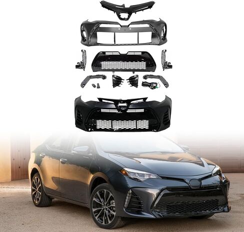 9PCS الأمامي المصد والشبكة مع مصابيح الضباب تناسب 2017 2018 2018 Toyota Corolla SE XSE in Kuwait