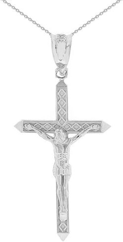 Religious Jewelry 925 Sterling Silver Passion Catholic Cross Crucifix Charm Pendant Necklace (1.40") in Saudi Arabia