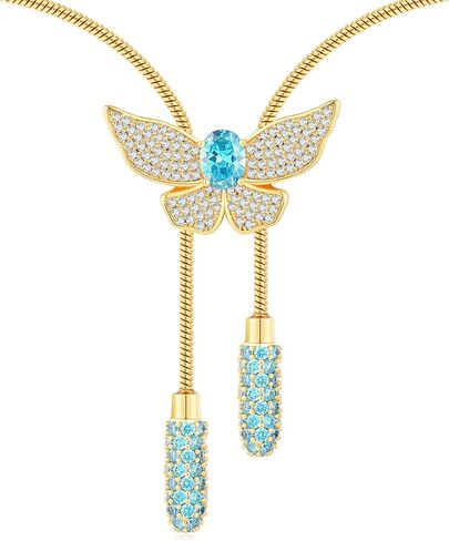 قلادة نسائية من Legit Bling على شكل جوهرة الميلاد مع سحر الفراشة | سلسلة ذهبية قابلة للتعديل | هدية مجوهرات الأحجار الكريمة الشهرية الحساسة لها in Kuwait