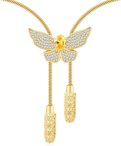 قلادة نسائية من Legit Bling على شكل جوهرة الميلاد مع سحر الفراشة | سلسلة ذهبية قابلة للتعديل | هدية مجوهرات الأحجار الكريمة الشهرية الحساسة لها in Kuwait