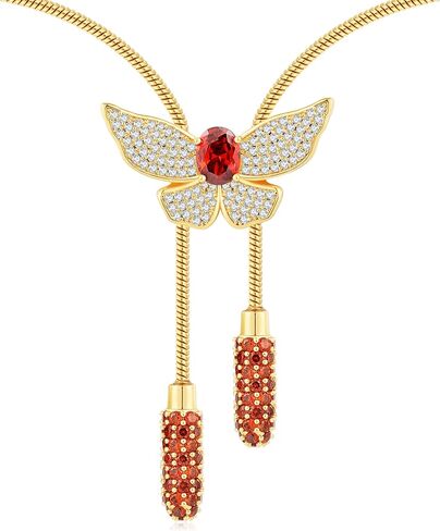 قلادة نسائية من Legit Bling على شكل جوهرة الميلاد مع سحر الفراشة | سلسلة ذهبية قابلة للتعديل | هدية مجوهرات الأحجار الكريمة الشهرية الحساسة لها in Kuwait