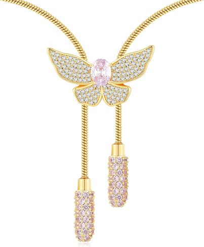 قلادة نسائية من Legit Bling على شكل جوهرة الميلاد مع سحر الفراشة | سلسلة ذهبية قابلة للتعديل | هدية مجوهرات الأحجار الكريمة الشهرية الحساسة لها in Kuwait