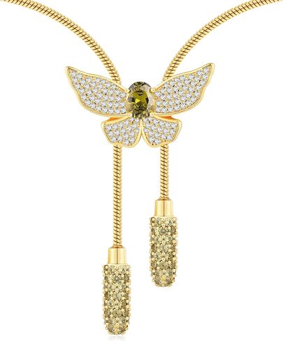قلادة نسائية من Legit Bling على شكل جوهرة الميلاد مع سحر الفراشة | سلسلة ذهبية قابلة للتعديل | هدية مجوهرات الأحجار الكريمة الشهرية الحساسة لها in Kuwait